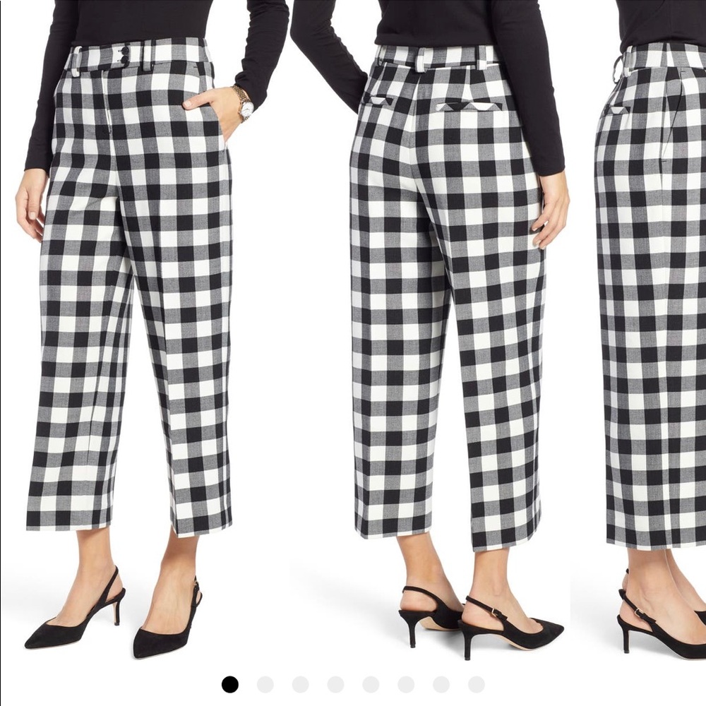 1901 check cropped wide leg pant